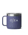 OSEA branded YETI insulated mug in textured blue finish