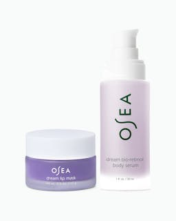 OSEA lip mask and body serum on a white background