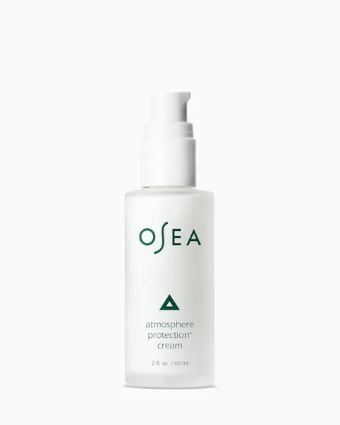 OSEA Atmosphere Protection® Cream, 2 oz, daily barrier moisturizer in frosted glass pump bottle on white background