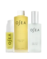 OSEA Vagus Nerve trio including bath oil, nerve oil, and pillow mist on white background for ecommerce display