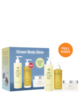 Osea product set with packaging labeled 'Ocean Body Glow' on a white background