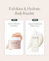 OSEA body care products with step-by-step instructions on a beige background