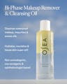 Bi-phase oil cleanser with visible oil and water layers designed to dissolve waterproof makeup and impurities