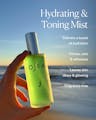 Sea Minerals Mist held at the beach with on-image text highlighting hydration, toning, and fragrance-free formula