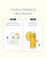 OSEA skincare products with 'Undaria Hydrate & Glow Routine' text on a light beige background