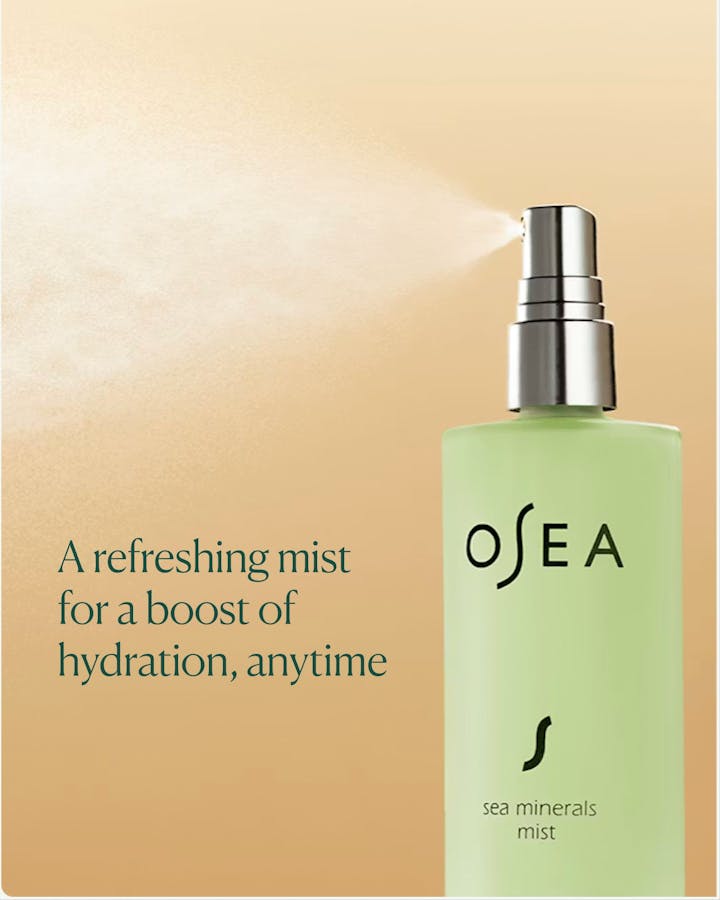 OSEA sea minerals mist bottle on a beige background