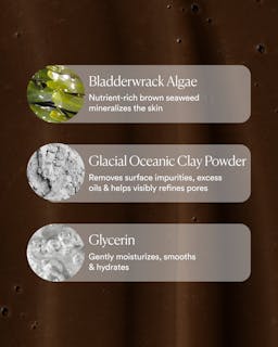 Three natural ingredients with their benefits on a brown background