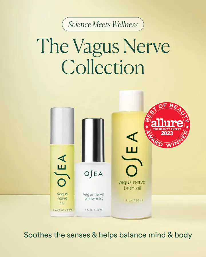 OSEA Vagus Nerve Collection with 'Allure' award on a beige background