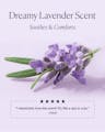 Lavender scent profile emphasizing calming, spa-like aroma with five-star review