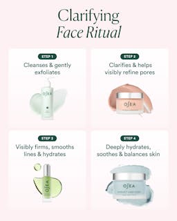 Osea skincare products with step-by-step description on a white background