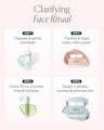 Clarifying Face Ritual routine graphic featuring cleanse, mask, treat, and hydrate steps