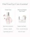 Eye care comparison chart featuring Ocean Eyes gel serum versus Advanced Repair Eye Cream for targeted concerns