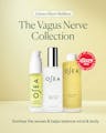 Vagus Nerve Collection lineup featuring bath oil, pillow mist, and body oil with award badge