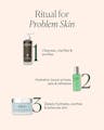 Ritual for Problem Skin featuring cleanse with clarifying mudd, boost hydration, and balance with lightweight cream