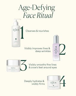 OSEA skincare products with step-by-step instructions on a white background
