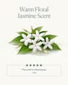 Warm Floral Jasmine scent callout with customer testimonial