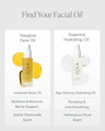 Comparison chart of Dayglow Face Oil and Essential Hydrating Oil highlighting glow vs. age-defying benefits