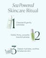 Sea Powered Skincare Ritual showcasing cleanse, hydrate with serum, and moisturize with Seabiotic® Water Cream