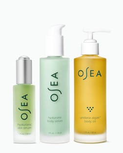 Three OSEA skincare products on a white background