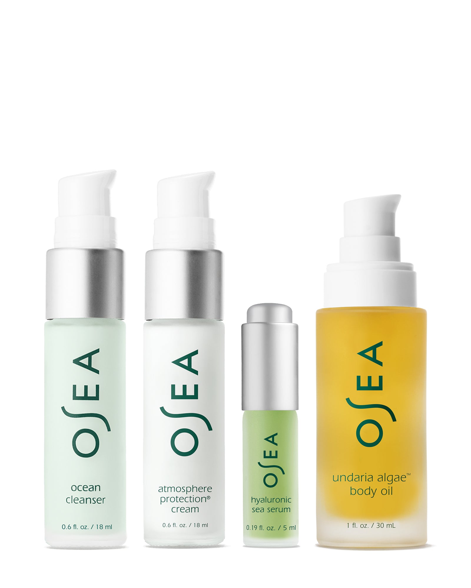 Set of OSEA skincare products on a white background