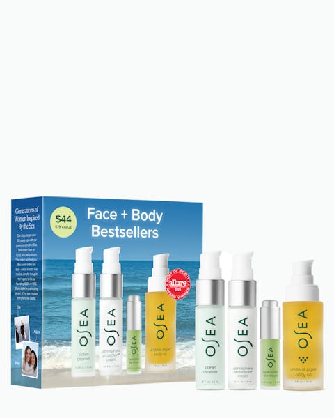 OSEA skincare product set with packaging on a white background