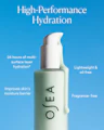 High-Performance Hydration highlighting 24-hour moisture, lightweight oil-free formula, and fragrance-free benefits