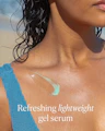 Lightweight gel serum applied to skin to demonstrate refreshing, fast-absorbing texture