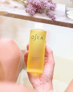 Vagus Nerve Bath Oil being used in bathtub