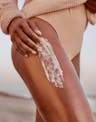 Undaria Algae Body Butter applied to thigh for deep hydration and softness