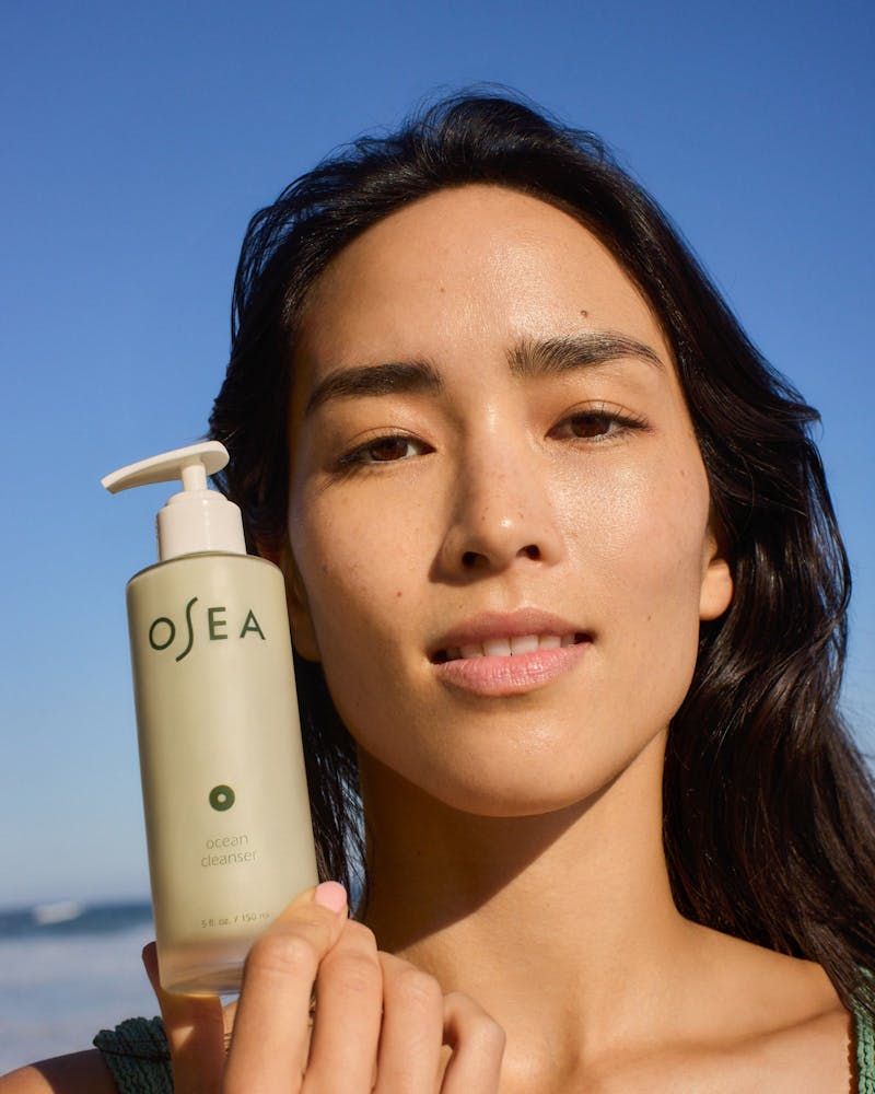A pump bottle labeled 'OSEA ocean cleanser' against a white background.