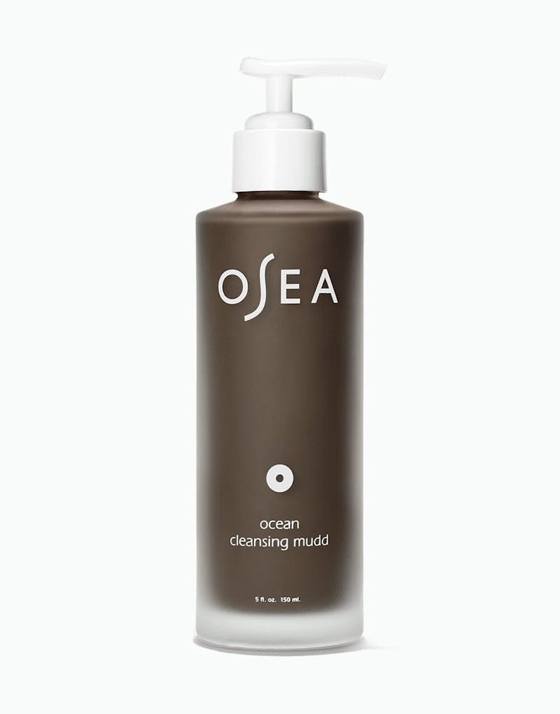 OSEA Ocean Cleansing Mudd in tall brown bottle with white pump on white background