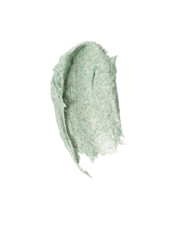 Green swatch of OSEA Seaglow Scrub with creamy, grainy texture on white background