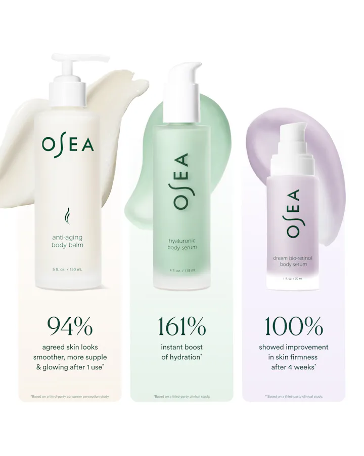 OSEA skincare products with visible text on a white background