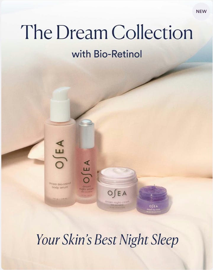 OSEA skincare products with Bio-Retinol on a soft background