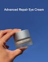 Video demonstrating Advanced Repair Eye Cream gently tapped around the eye area to smooth and hydrate fine lines