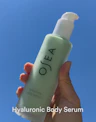 Video demonstrating Hyaluronic Body Serum application for instant hydration and glow