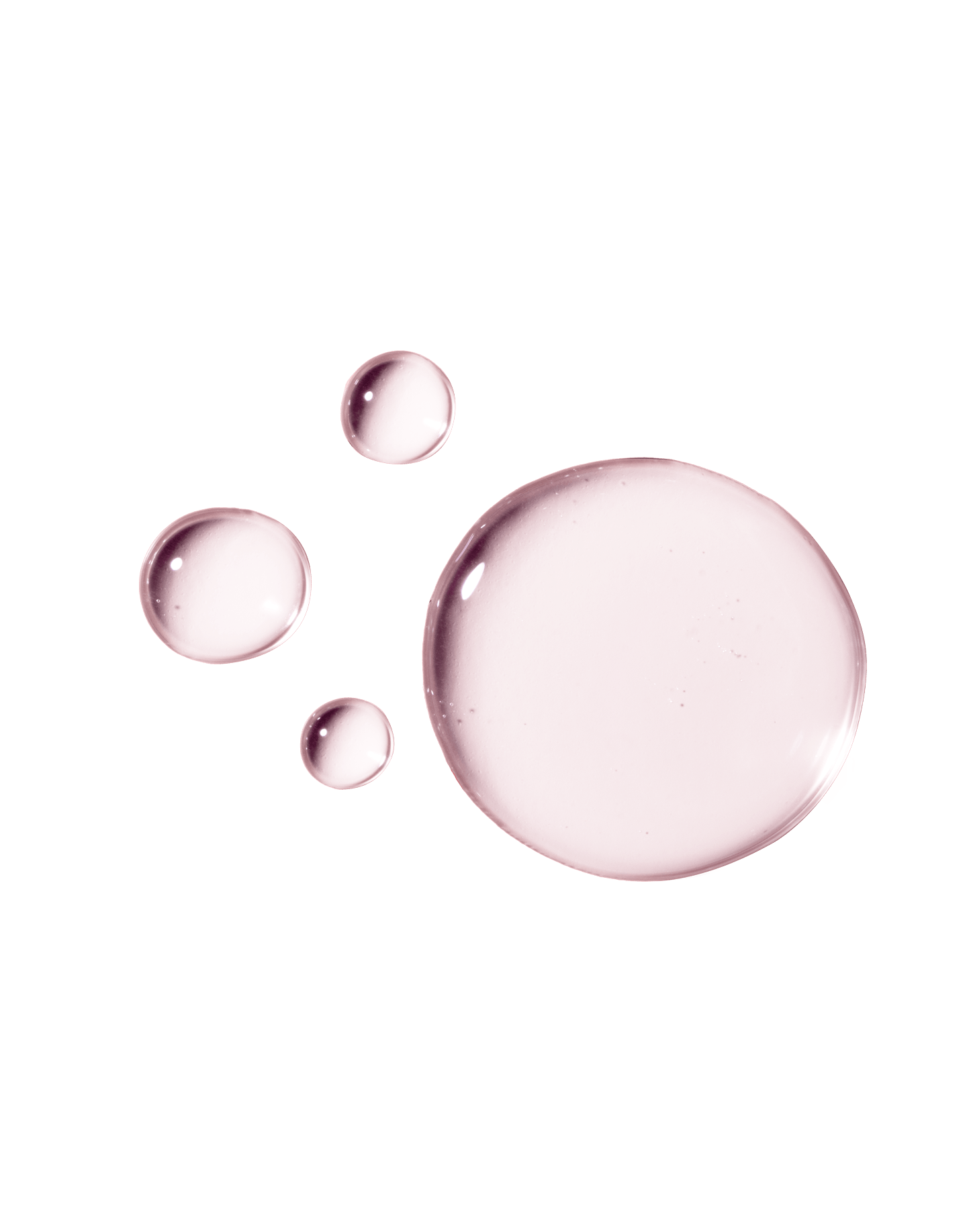 Pink serum droplets from Ocean Eyes swatched on a smooth surface